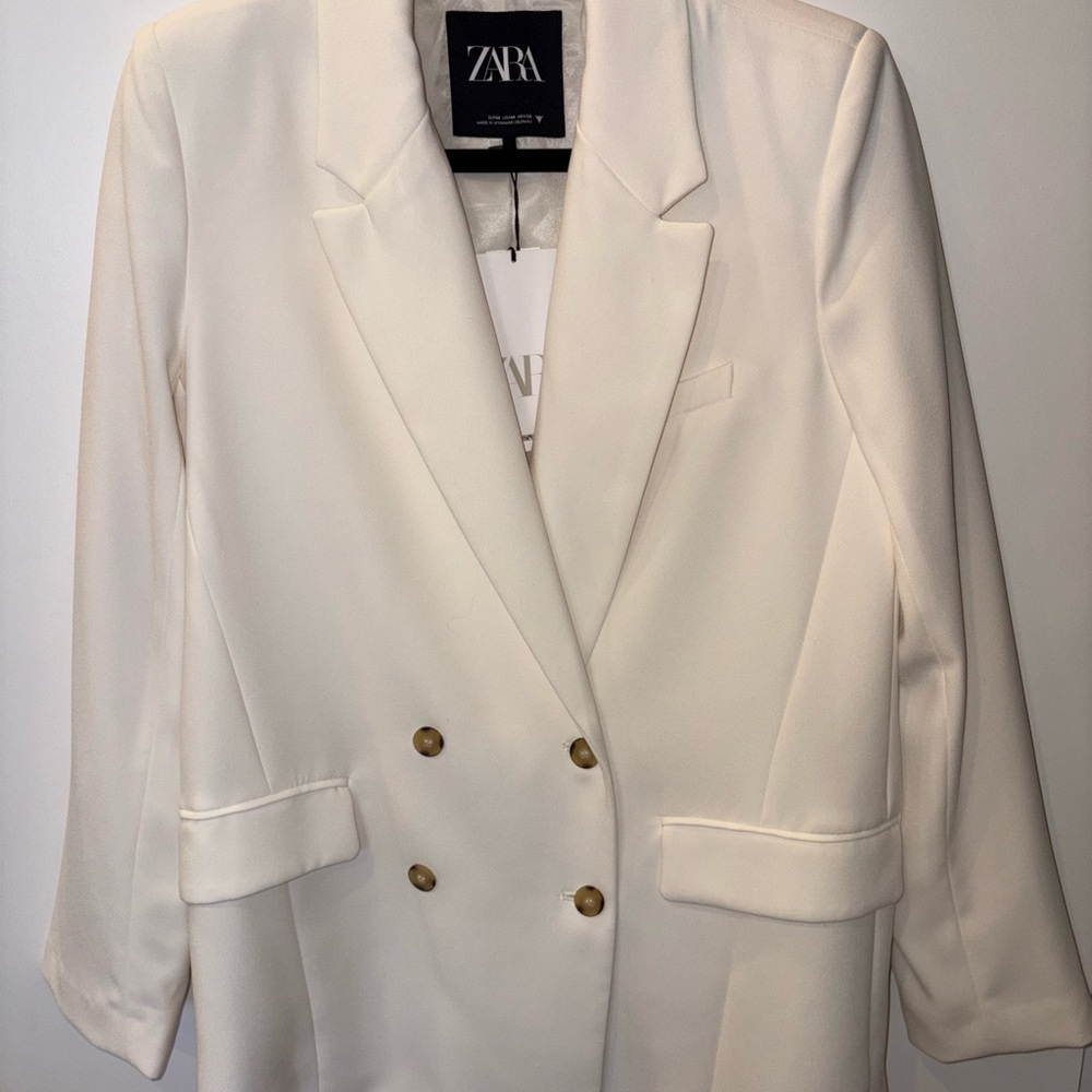 Zara Cream Blazer Tailored Suit Jacket